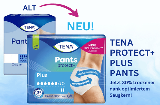 Die neue Version der TENA Pants protect+ Plus Kleinpackung - mit verbessertem Saugkern - Die neue Version der TENA Pants protect + Plus Kleinpackung - mit verbessertem Saugkern