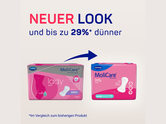 Neuer Look und bis zu 29 Prozent dünner - MoliCare Premium Lady Mobile Pad