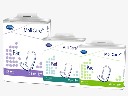 Altes Verpackungsdesign MoliCare Pad 2, 3 und 4 Tropfen