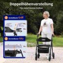 VOCIC Rollator faltbar und leicht mit Sitz - Schwarz