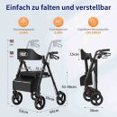 VOCIC Rollator faltbar und leicht mit Sitz - Schwarz